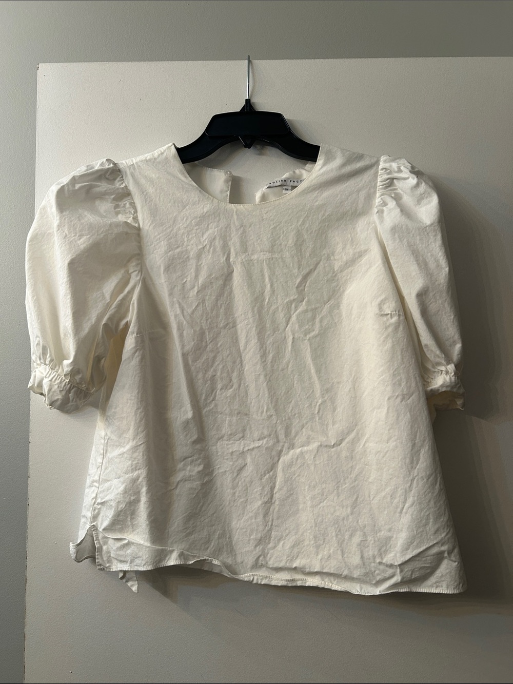 English Factory Puff Sleeve Cotton Top in Ivory